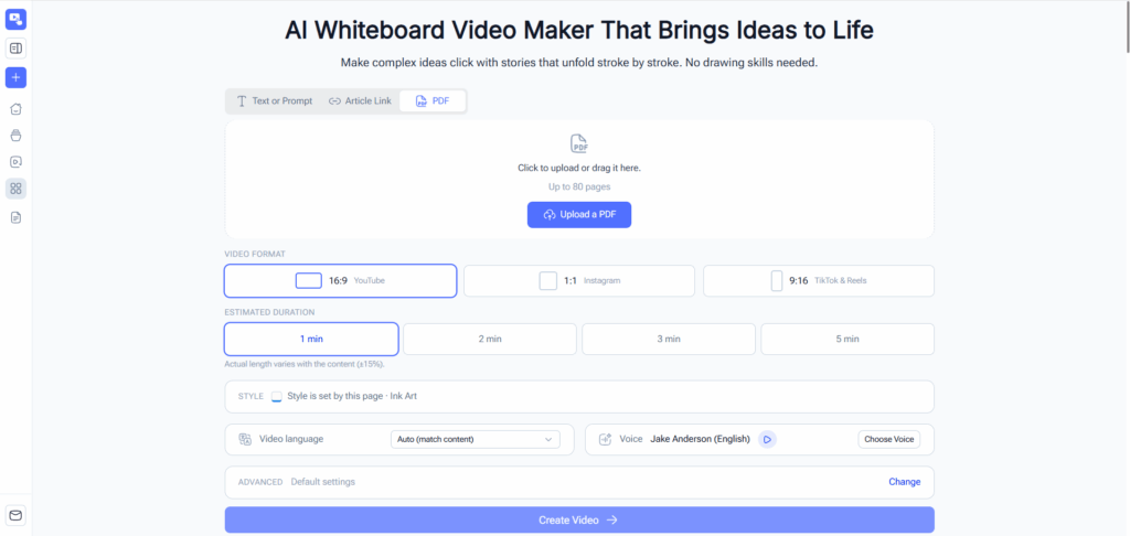 use a Whiteboard Video Maker to create a first draft from an existing document