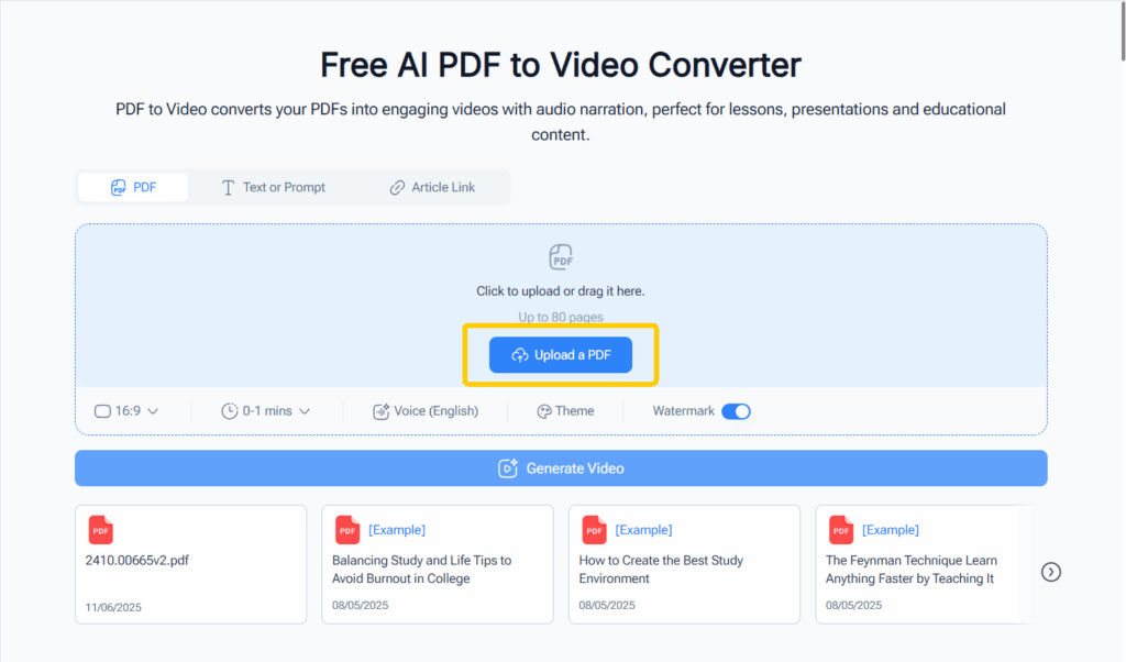 Step 1 — Upload Your PDF